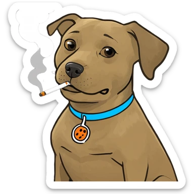Dog smoking sticker