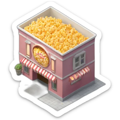 Popcorn cinema house isometric sticker