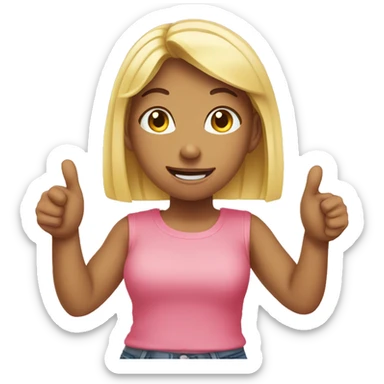 girl two thumbs pointing at herself sticker