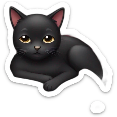 Sleepy black cat with blanket sticker