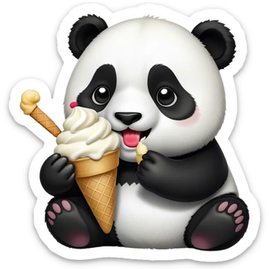 Panda eating ice cream sticker