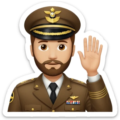 Cop with short brown hair and beard saluting sticker