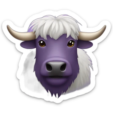 yak with purple moustache sticker