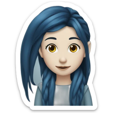 Long-dark-blue-hair-elf-girl-winter sticker
