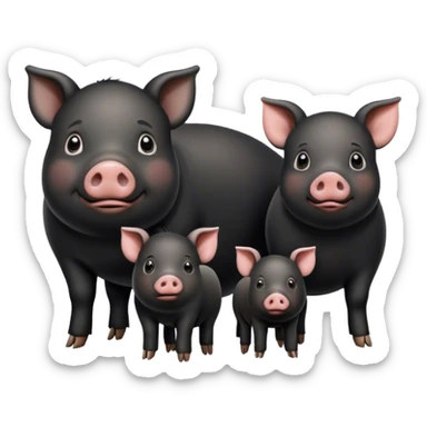 Black pig couple and a black piglet sticker