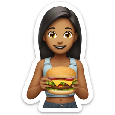 a girl with her friends eat burger sticker