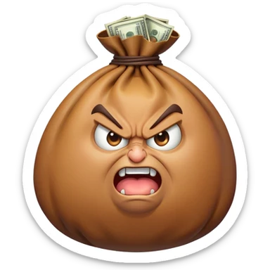 angry bag of money sticker