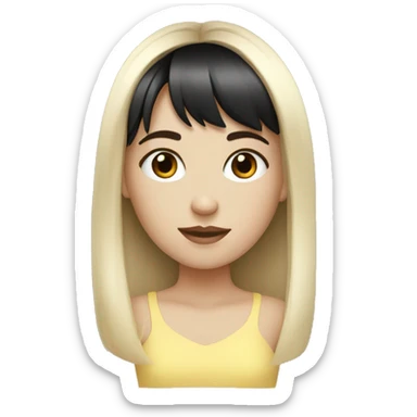 white girl with bangs and black hair and dark eye sticker