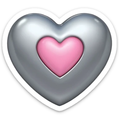 silver heart with one pink mini heart inside of it  sticker