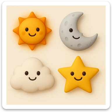make four emojis in same style sticker