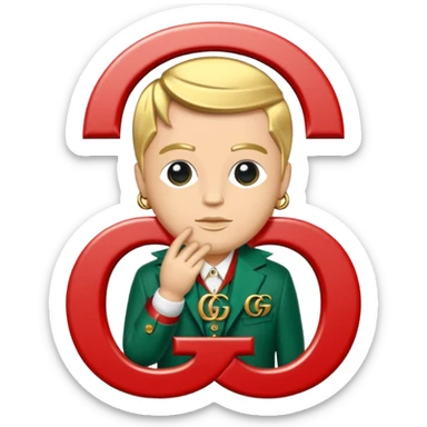 Greggpoppedyabxtch but the G as the Gucci logo sticker