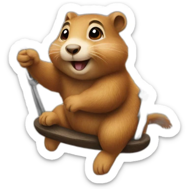 Gopher rides on a swing sticker