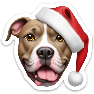 pitbull with christmas hat sticker
