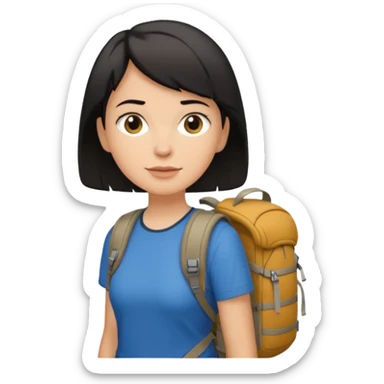 a white woman who has black short hair hiking  sticker