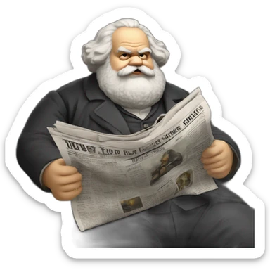 fat karl marx drinks beer and reads the newspaper sticker