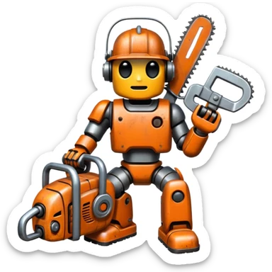 bot with chainsaw sticker