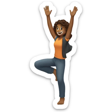 kneeling on ground raising hands up sticker