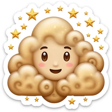 A cloud of dust with various swirls and stars emerging from it. sticker
