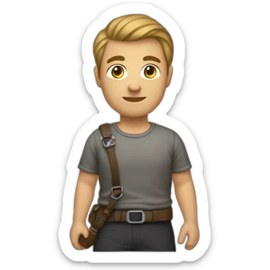 short-haired men with a macebell sticker