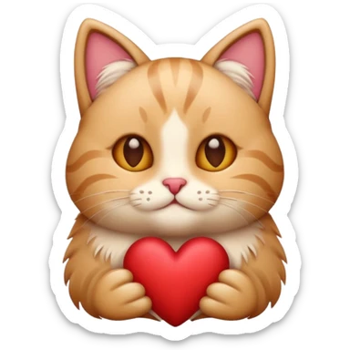 A stylized Christmas emoji of a cute cat and a heart, minimalist design, soft warm colors, cozy winter mood, simple background, sweet and romantic.
 sticker