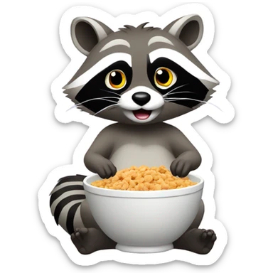 raccoon eating cereal sticker