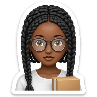 A girl with box braids with edges and glasses with a white top sticker