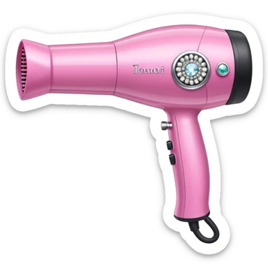 pink elegant blow dryer with diamonds and jewelry sticker