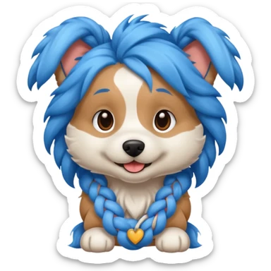 blue braided haired dog sticker