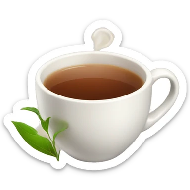 tea in plain cup with creamer sticker
