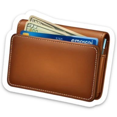 portefeuille marron avec quelques billets et carte bancaire sticker