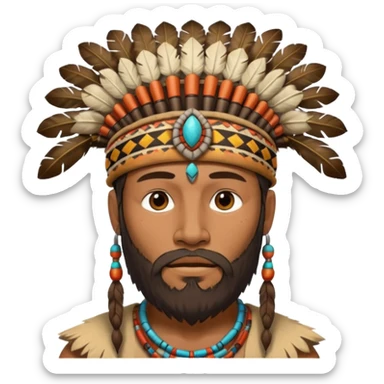 tribal man, beard sticker
