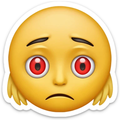 An emoji with red round eyes  with tired face! sticker