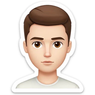 pretty handsome bratz man, short brown hair, brown eyes, pale skin, defined jawline sticker