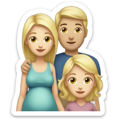 Family;blonde-haired-pregnant-mother, man-with-black-hair, blonde-haired-baby-boy sticker