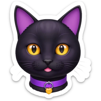 Cute black cat with purple collar  sticker