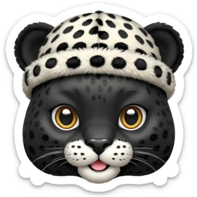 A black jaguar wearing a baby hat sticker