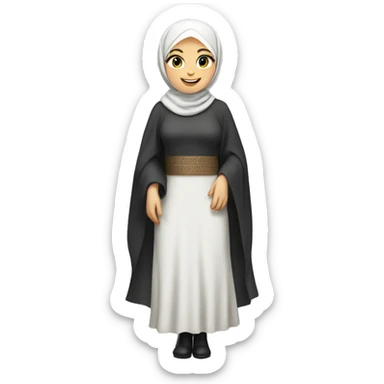 hijab woman, smile, beautiful dress, white skin, full-body (slim) sticker