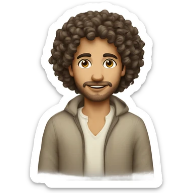 French morrocan guy curly hair brown eye sticker