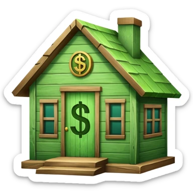 a house with a dollar sign in the middle sticker