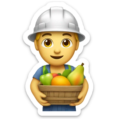 Caucasien Construction worker with a fruit basket sticker