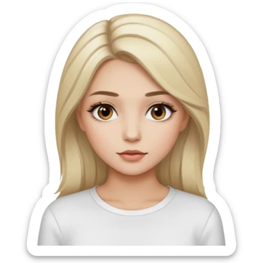 ragazza bionda cenere truccata con maglietta a maniche lunghe bianca sticker