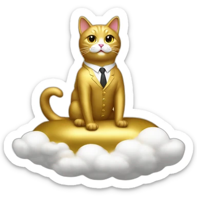 cat secretary sitting on top of the gold cloud sticker