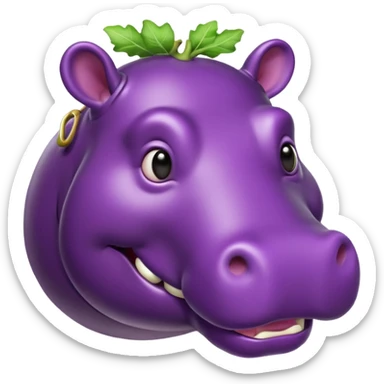 A hippo made of eggplant sticker
