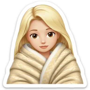 Cozy luxury blonde model in blanket  sticker