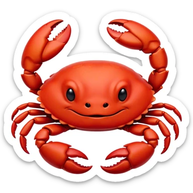 Meme-Worthy Cute Sleeping Red Crab Portrait Emoji, Head resting peacefully with a contented smile, showcasing a robust, vivid scarlet carapace and softly closed eyes in serene slumber, Simplified yet adorably endearing features, highly detailed, glowing with a soft, drowsy ocean light, high shine, relaxed and utterly lovable, stylized with an air of playful laziness, soft glowing outline, capturing the essence of a sleeping red crab that feels destined to become the next viral icon of adorable rest! sticker