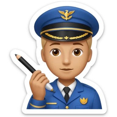 create a realistic emoji of a packaging person with a protocol in his hand writing something down. sticker