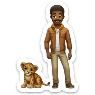 leon, animal africano  antropomorfisado  riendose y vestido de estudiante sticker