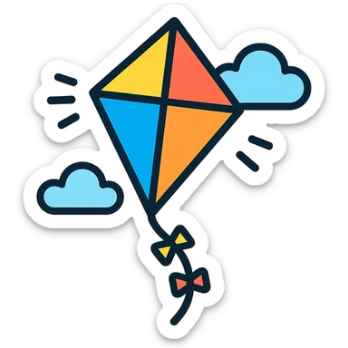 A kite flying in the sky sticker