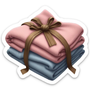 Realistic blankets neatly folded with a bow sticker