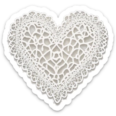 White doily heart sticker